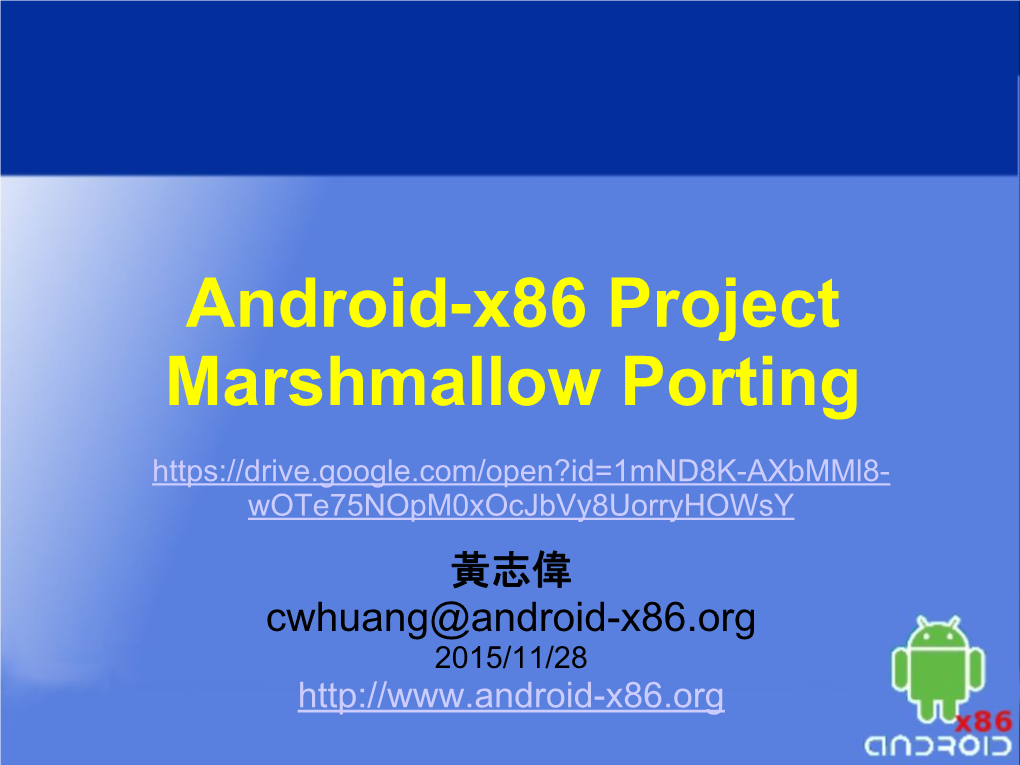 Android-X86 Project Marshmallow Porting