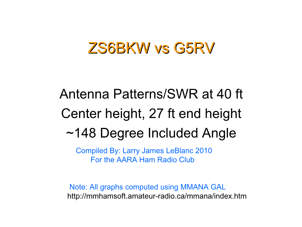 ZS6BKW Vs G5RV Antenna