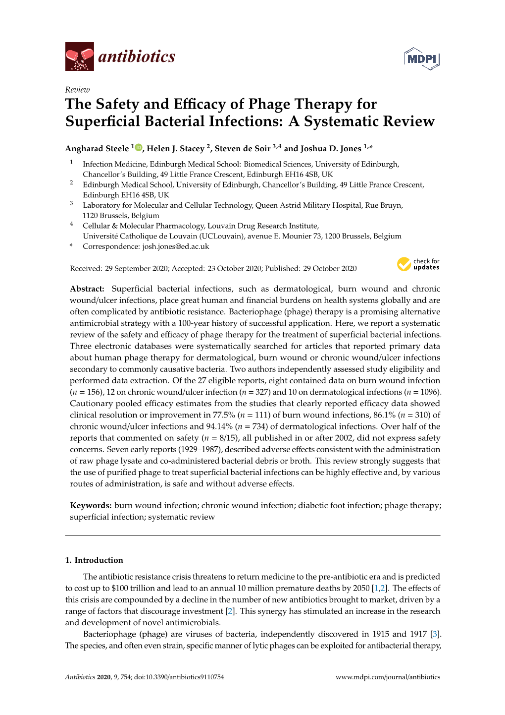 The Safety and Efficacy of Phage Therapy for Superficial Bacterial