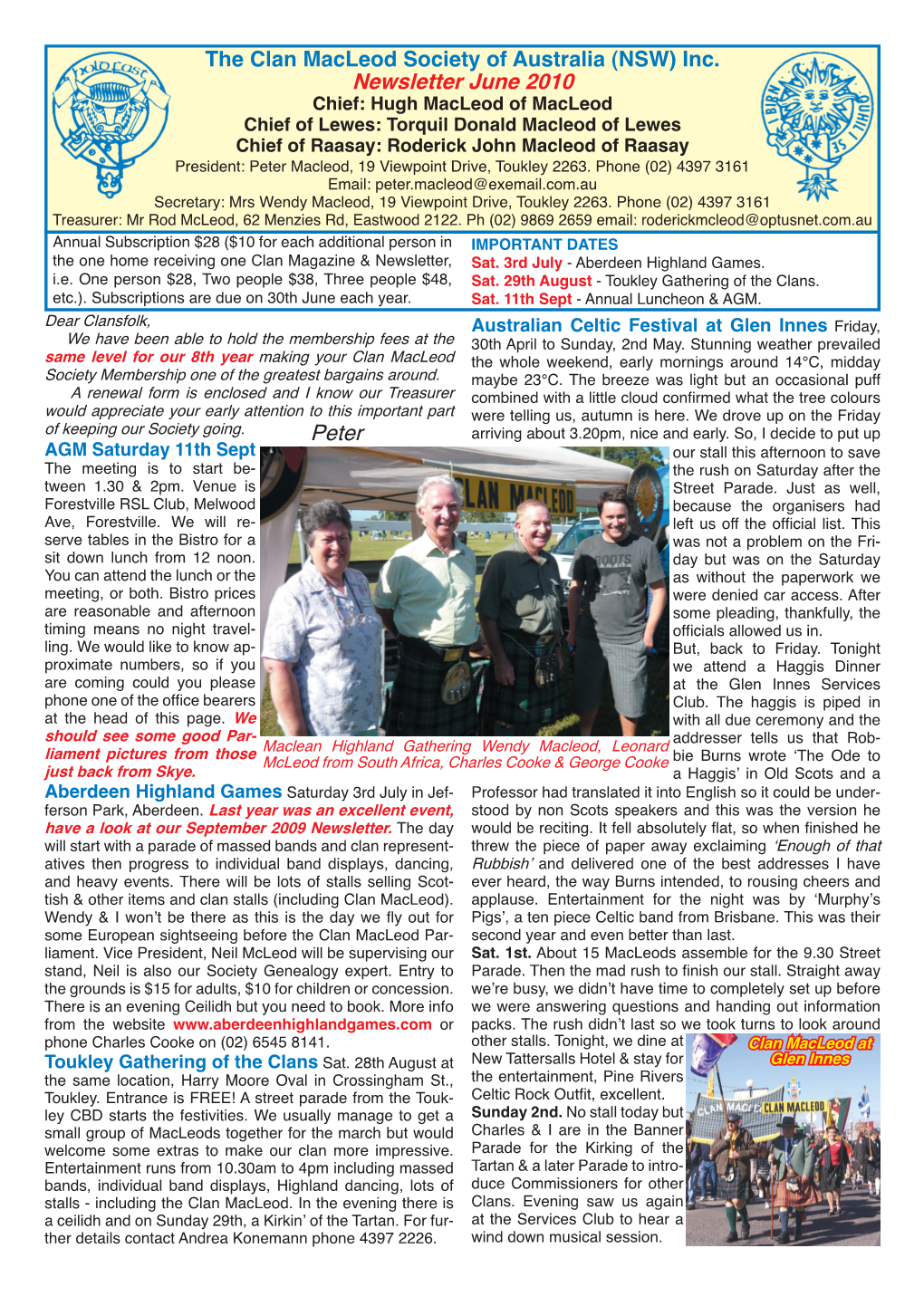 (NSW) Inc. Newsletter June 2010 Peter