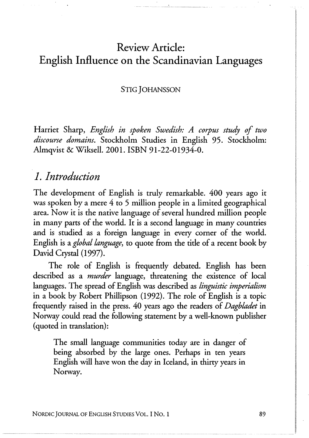 Review Article: English Influence on the Scandinavian Languages