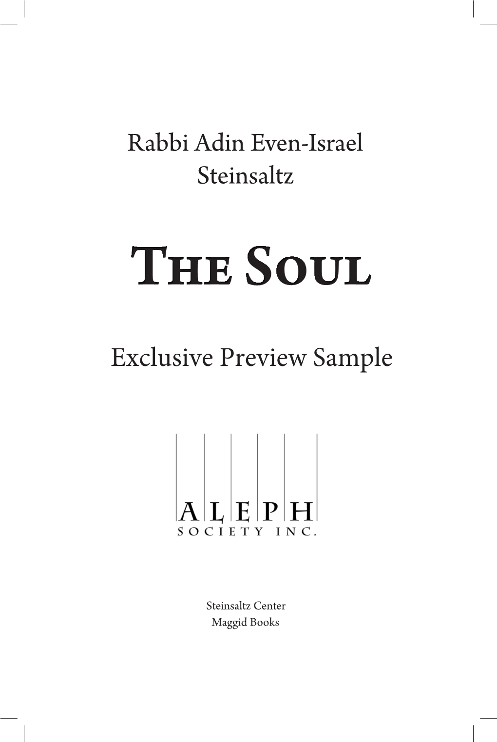 Rabbi Adin Even-Israel Steinsaltz Exclusive Preview Sample