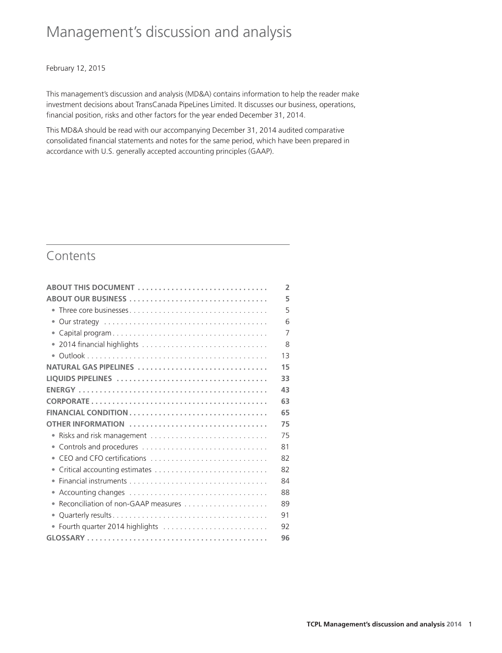 Management's Discussion and Analysis