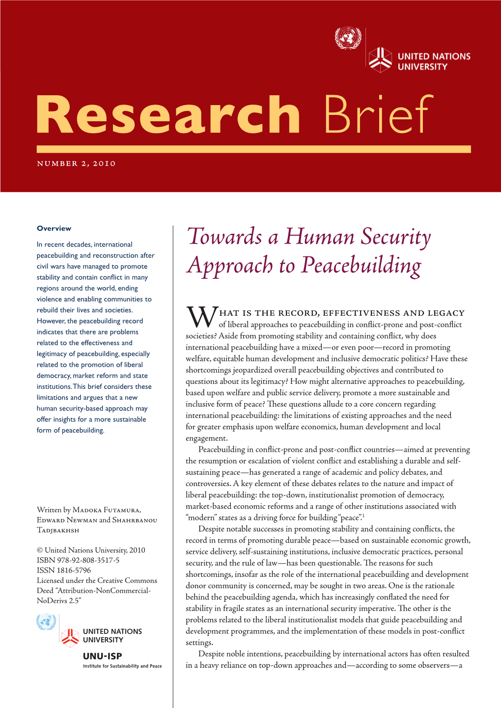 Towards a Human Security Approach to Peacebuilding 1