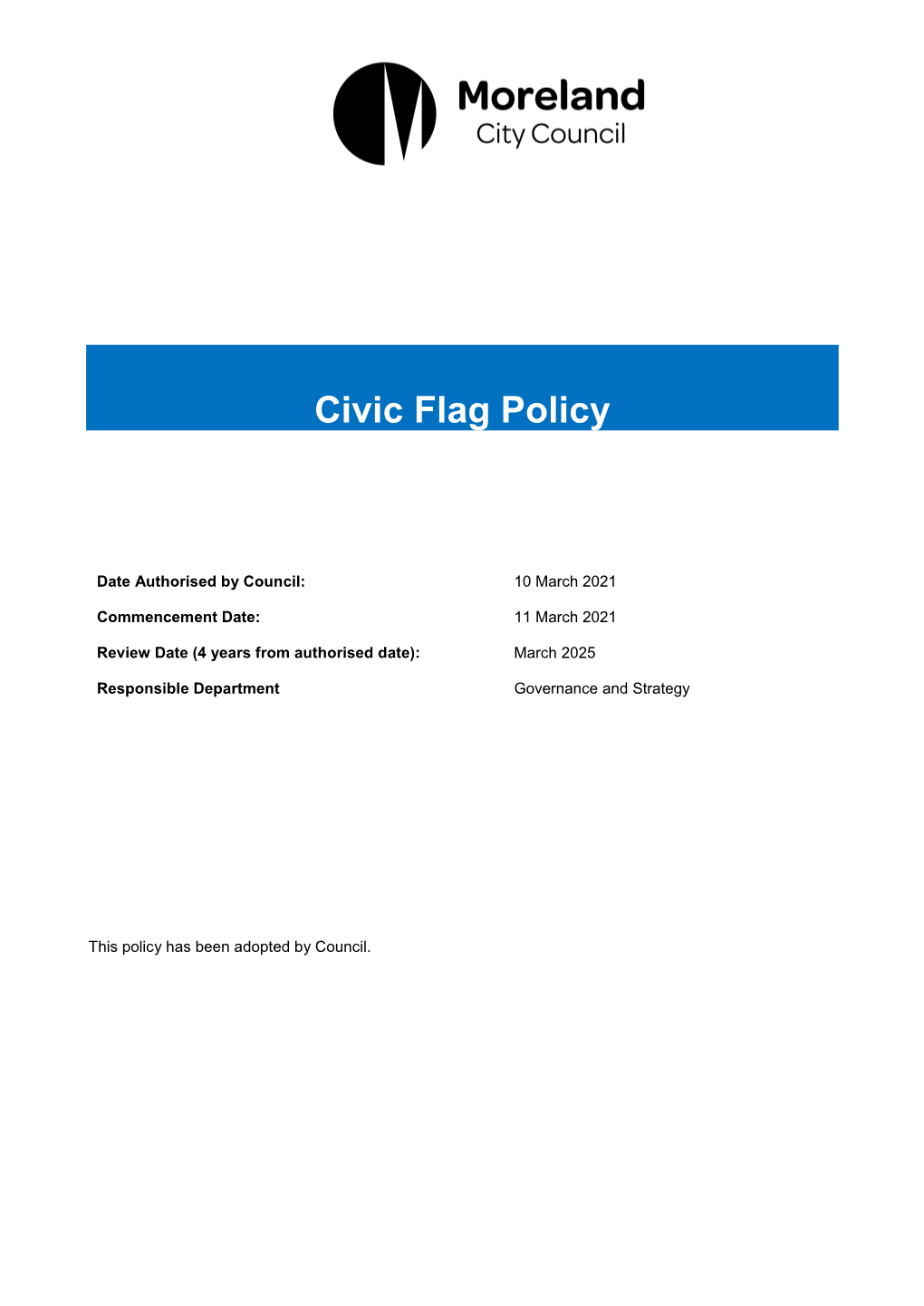 Civic Flag Policy