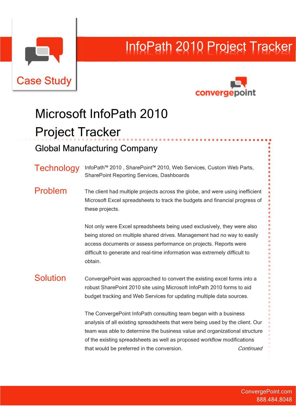 Infopath 2010 Project Tracker Case Study