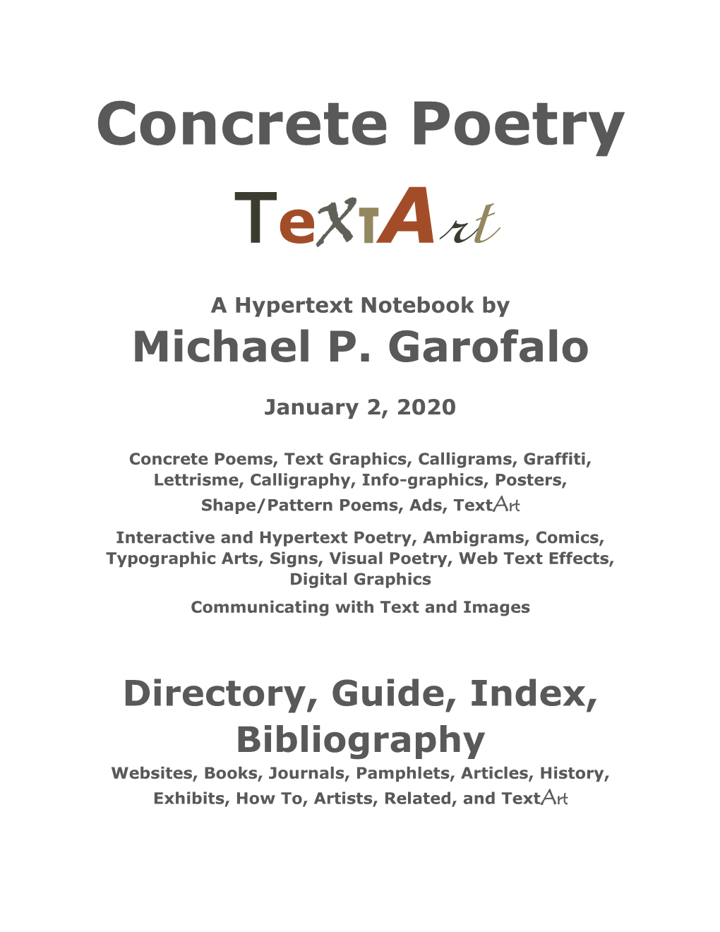 Textart a Hypertext Notebook by Michael P