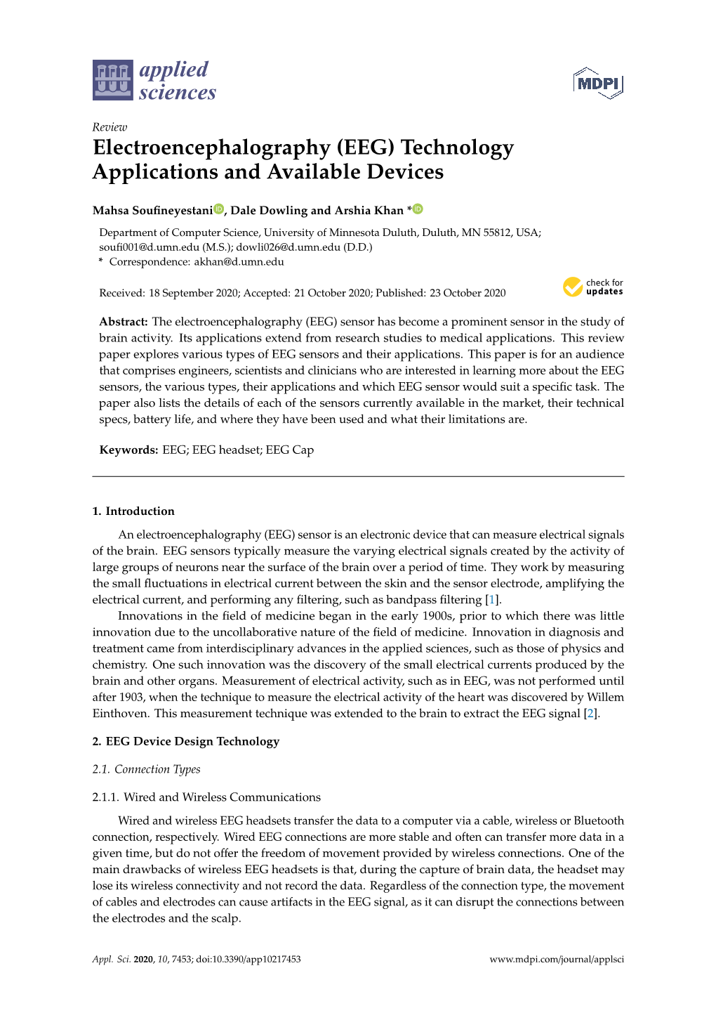 Electroencephalography (EEG) Technology Applications and Available Devices