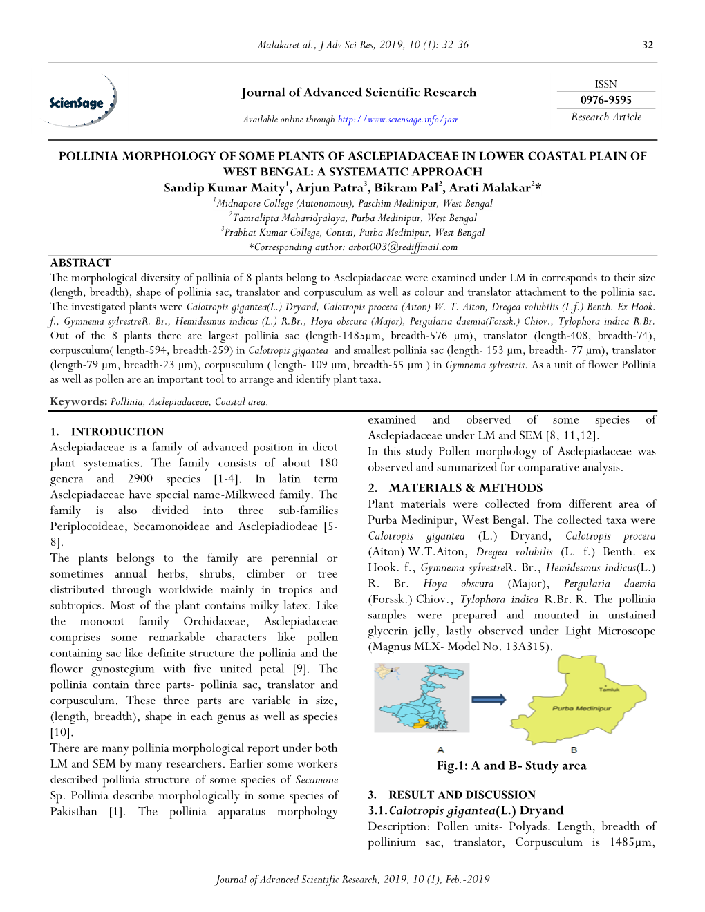 Journal of Advanced Scientific Research POLLINIA