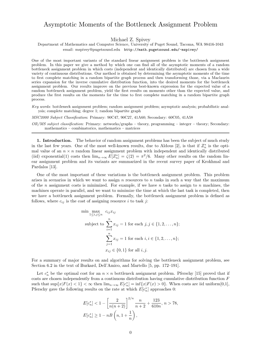 Asymptotic Moments of the Bottleneck Assignment Problem