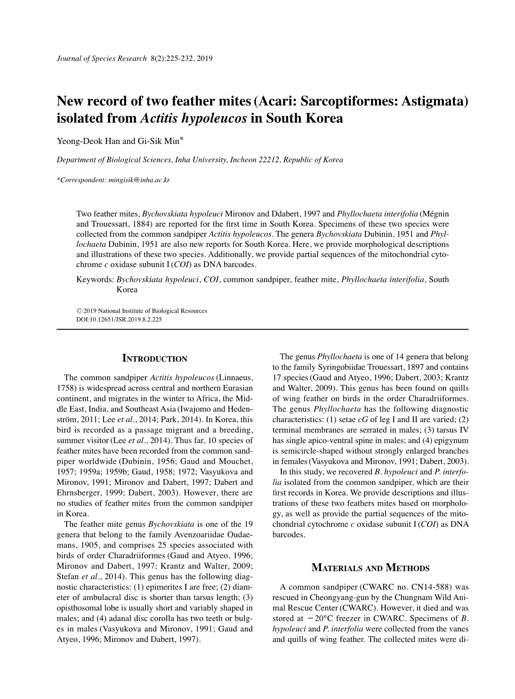 New Record of Two Feather Mites(Acari: Sarcoptiformes