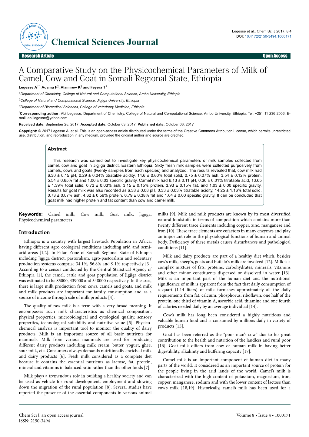 A Comparative Study on the Physicochemical Parameters Of