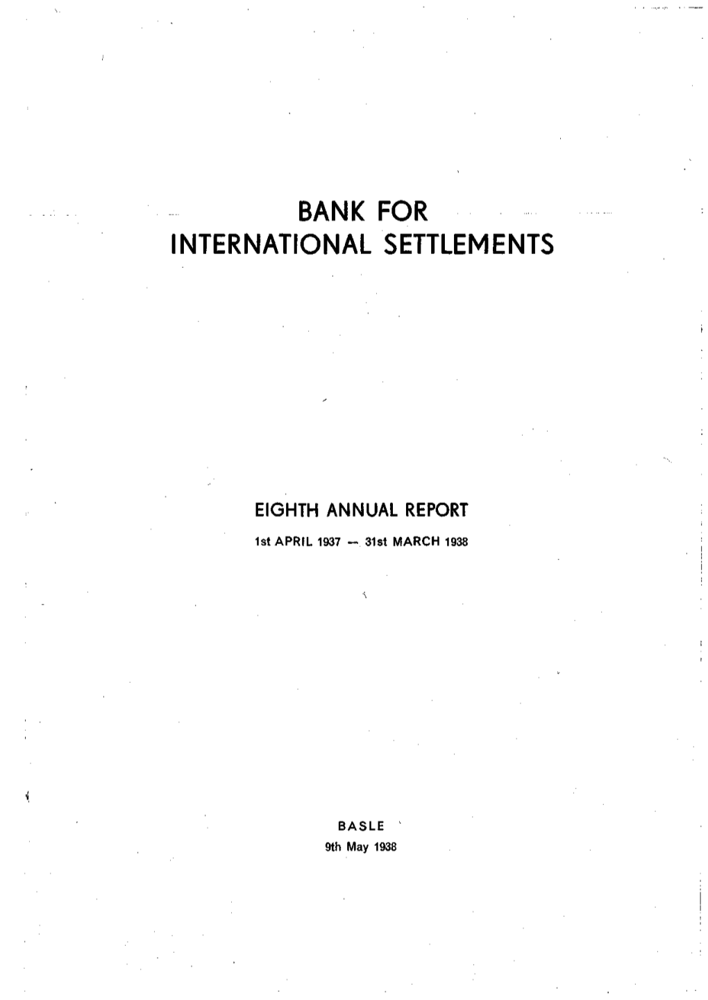 8Th Annual Report of the Bank for International Settlements