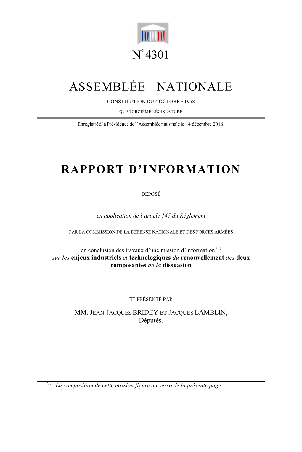 N° 4301 Assemblée Nationale