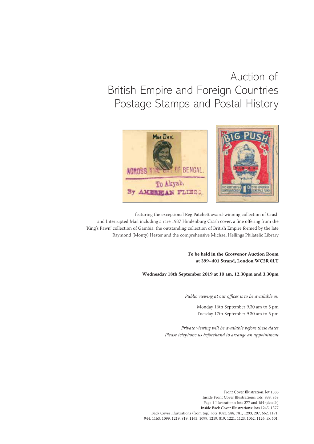 Auction of British Empire and Foreign Countries Postage Stamps and Postal History