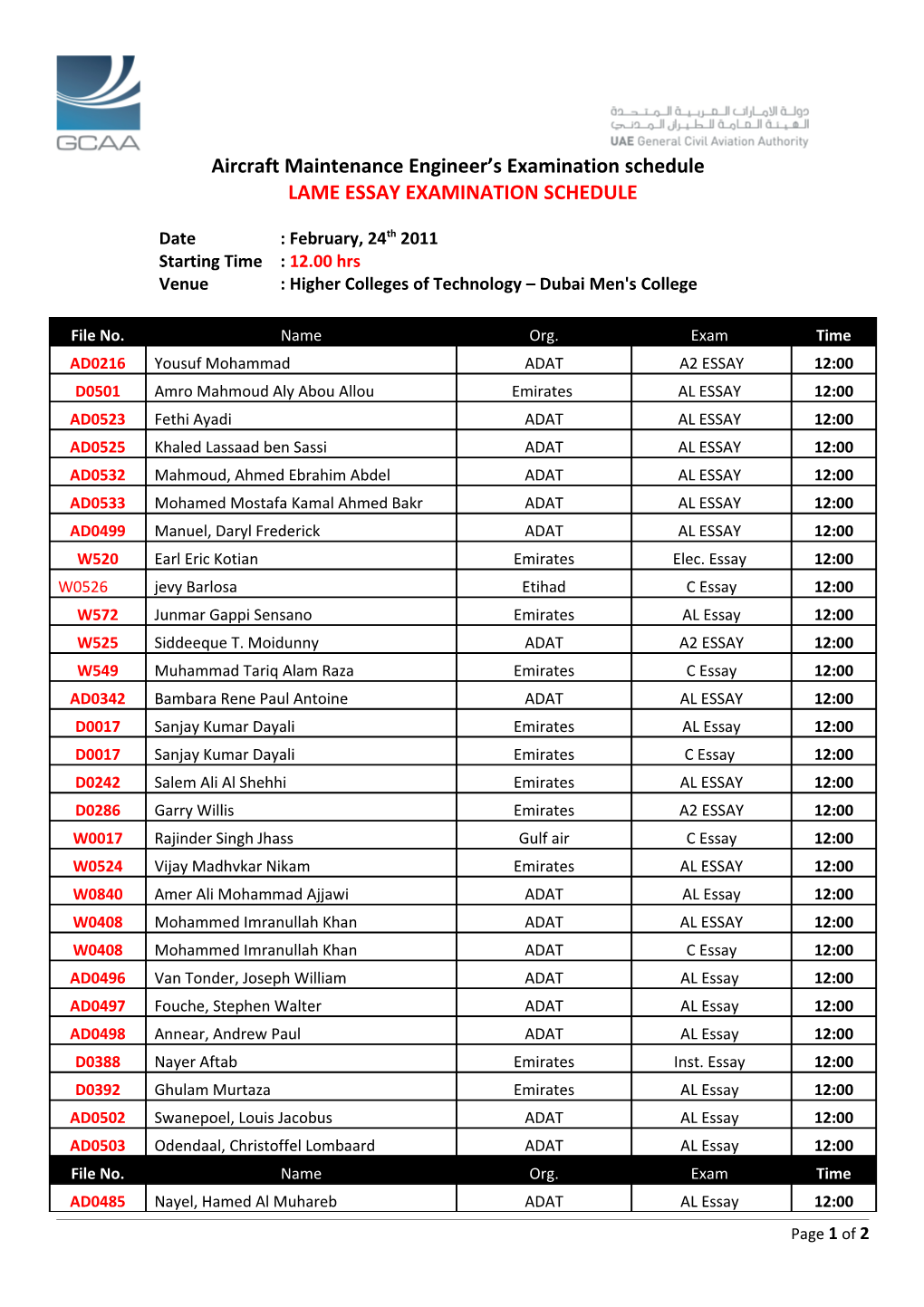 Aircraft Maintenance Engineer S Examination Schedule