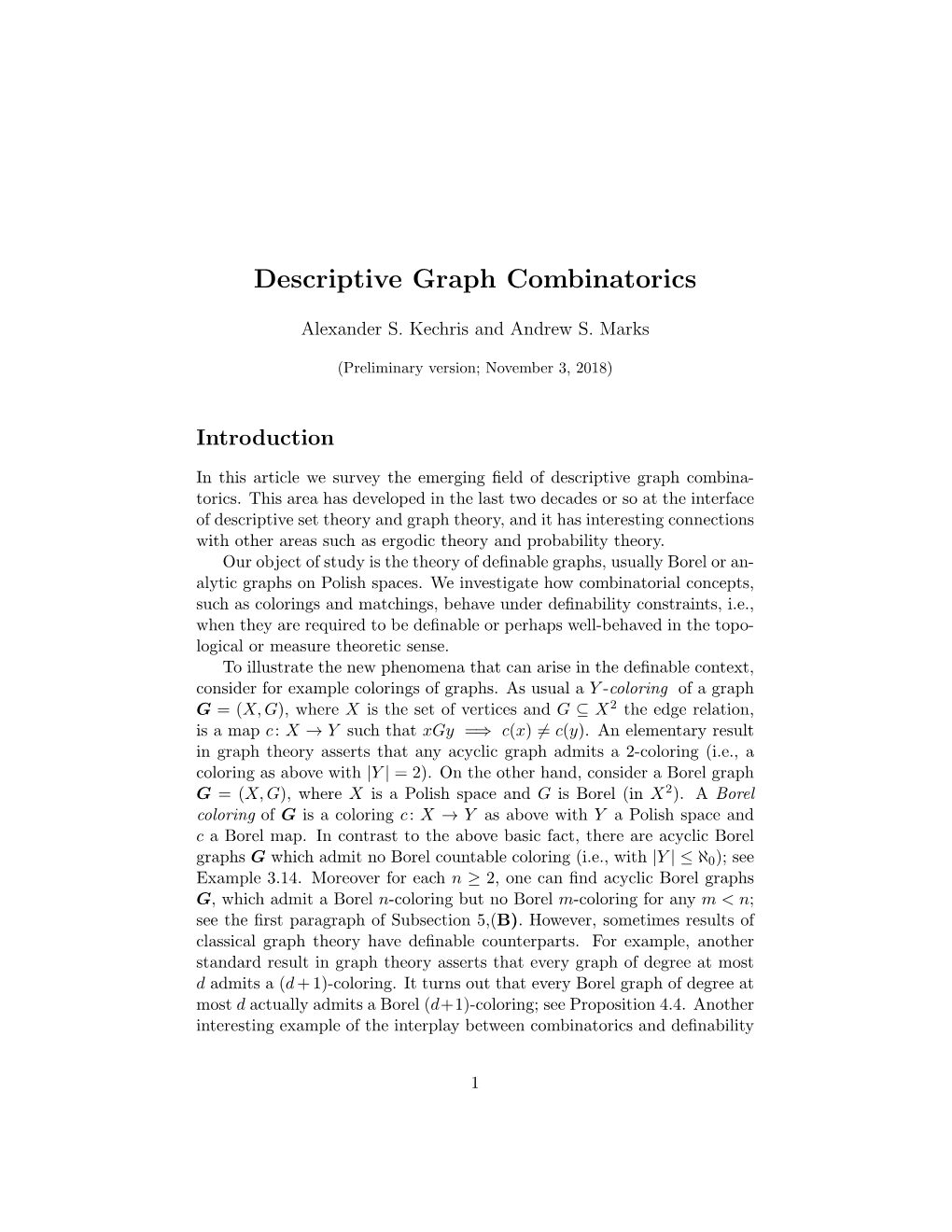 Descriptive Graph Combinatorics