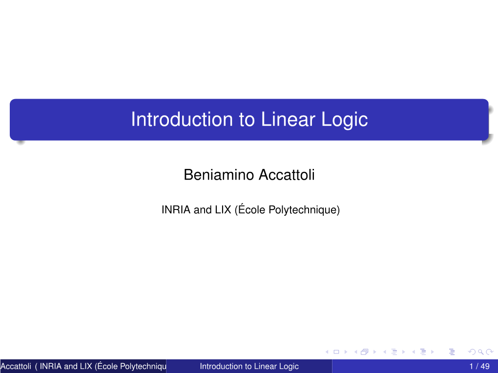 Introduction to Linear Logic