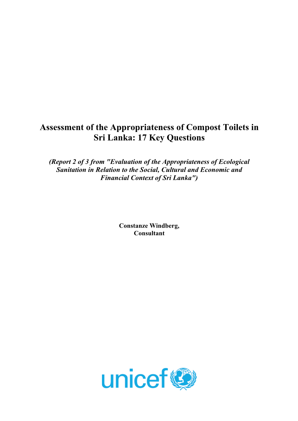 Assessment of the Appropriateness of Compost Toilets in Sri Lanka: 17 Key Questions