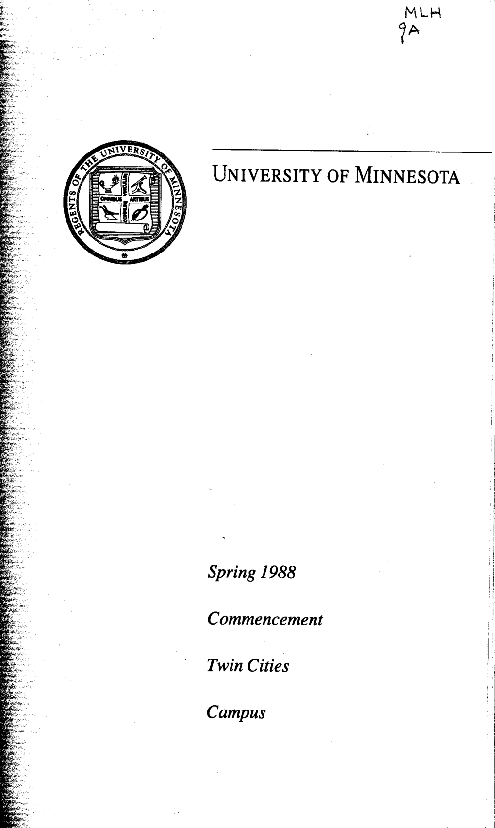 Spring 1988 Commencement Twin Cities Campus