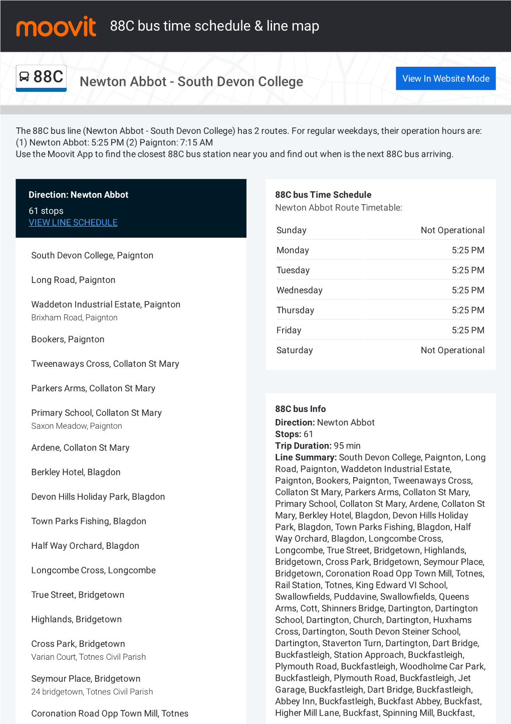 88C Bus Time Schedule & Line Route