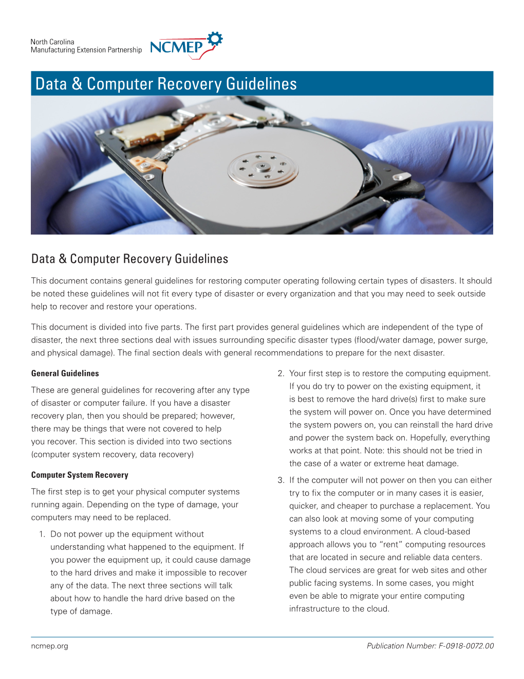 Data & Computer Recovery Guidelines