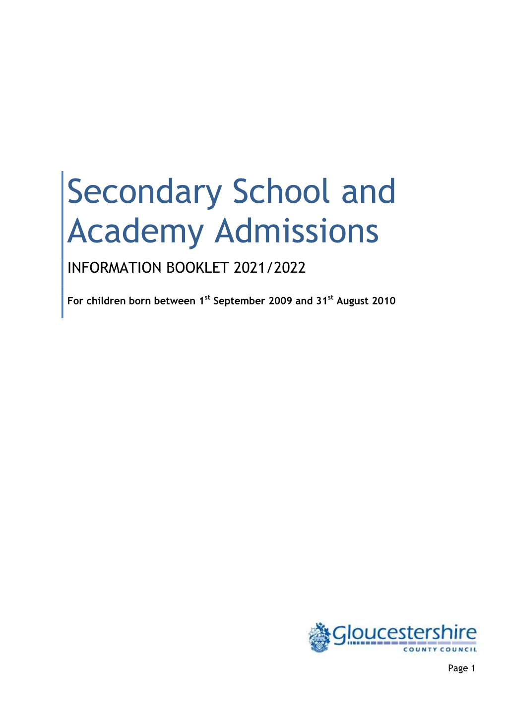 Secondary School and Academy Admissions