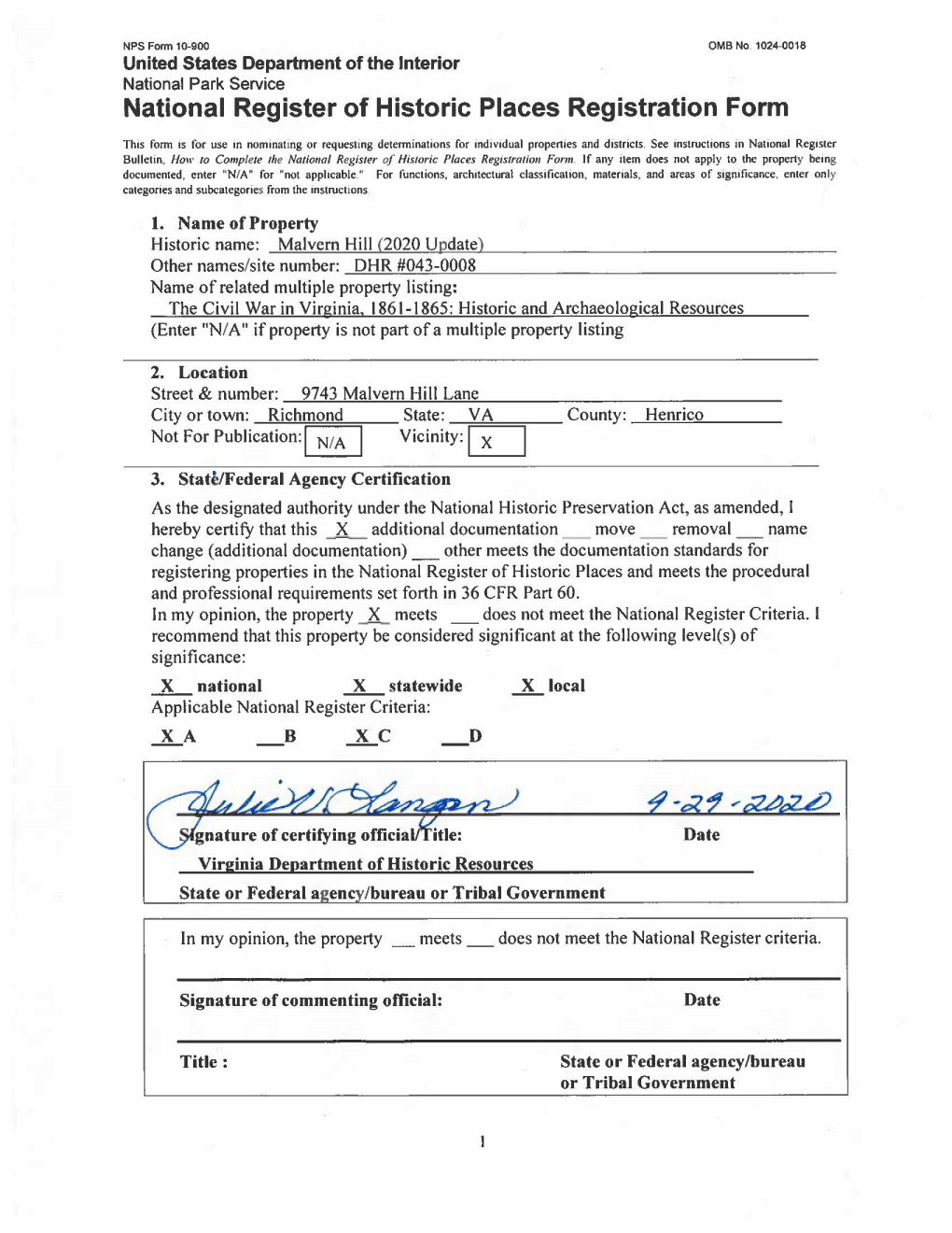 National Register of Historic Places Registration Form