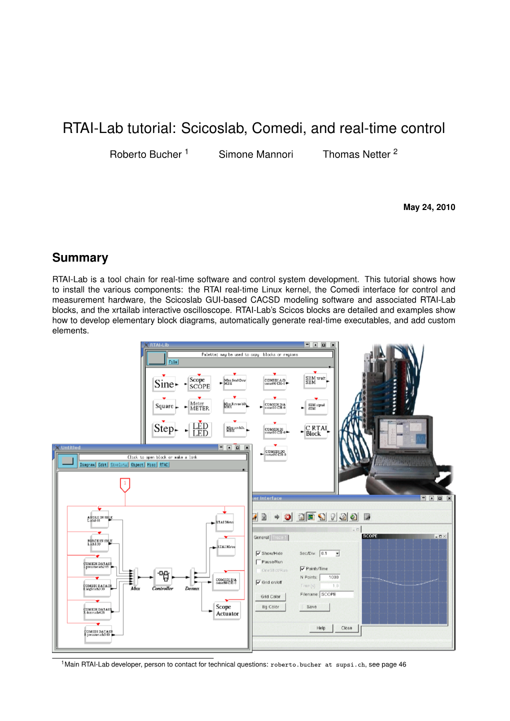 RTAI-Lab Tutorial: Scicoslab, Comedi, and Real-Time Control