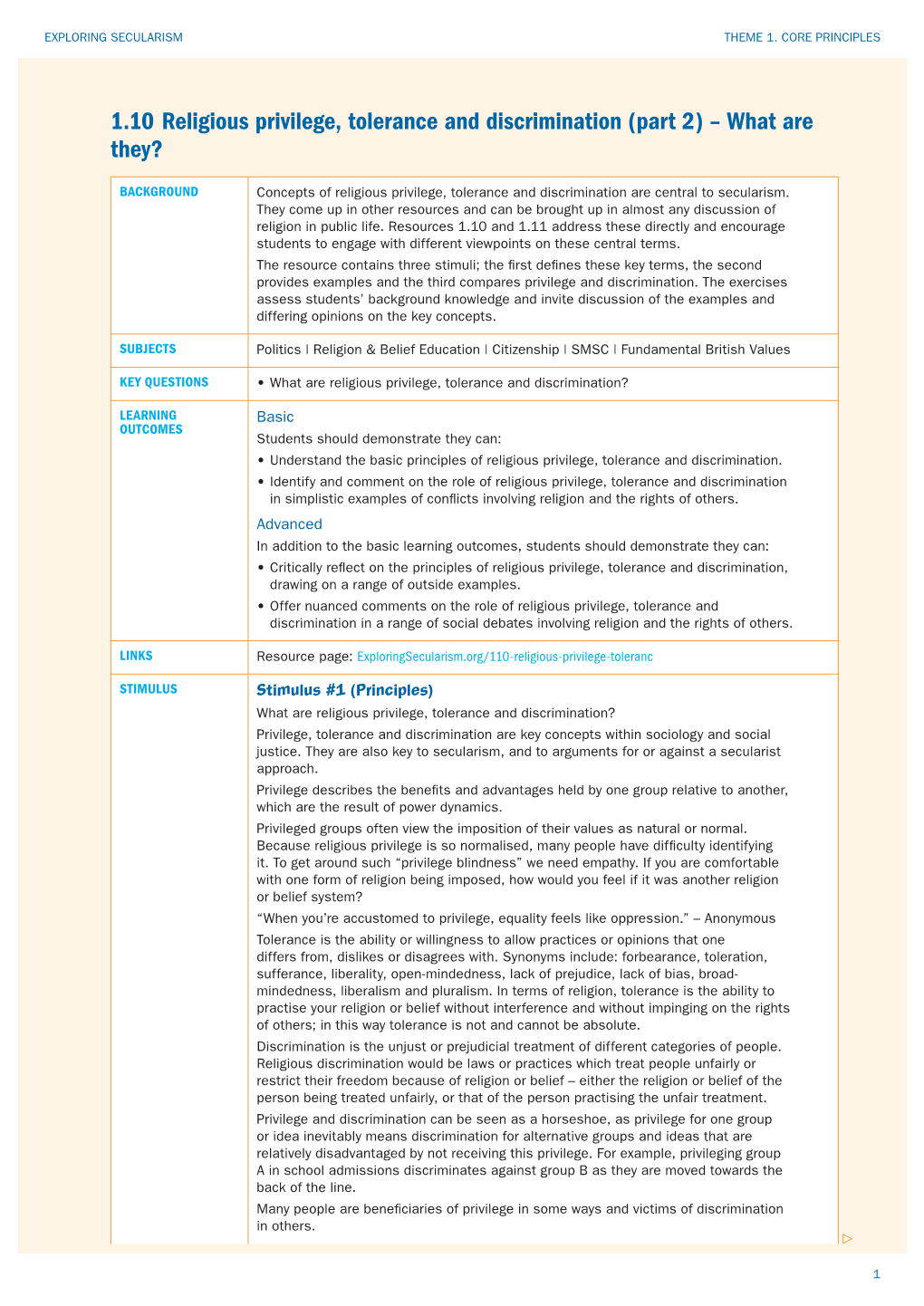 1.10 Religious Privilege, Tolerance and Discrimination (Part 2) – What Are They?