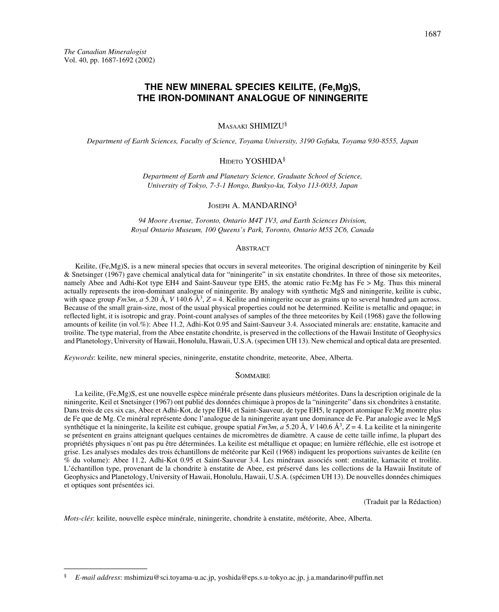 Fe,Mg)S, the IRON-DOMINANT ANALOGUE of NININGERITE