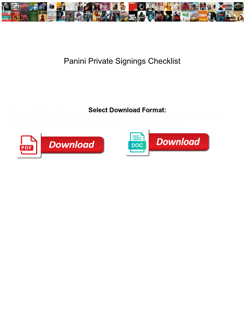 Panini Private Signings Checklist