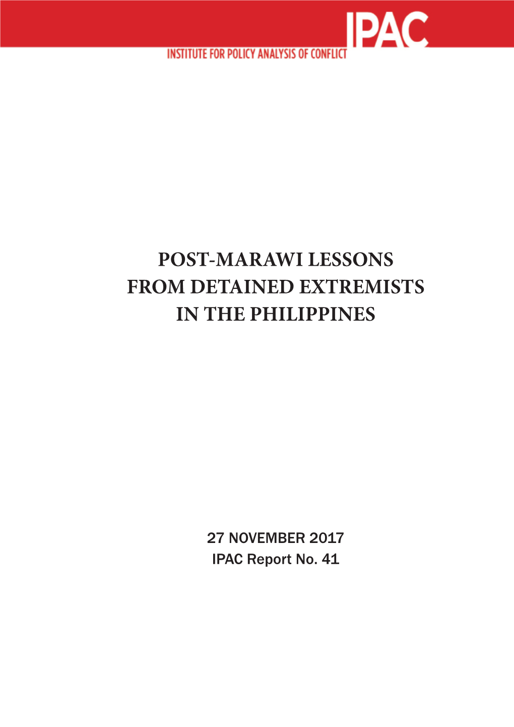 Post-Marawi Lessons from Detained Extremists in the Philippines