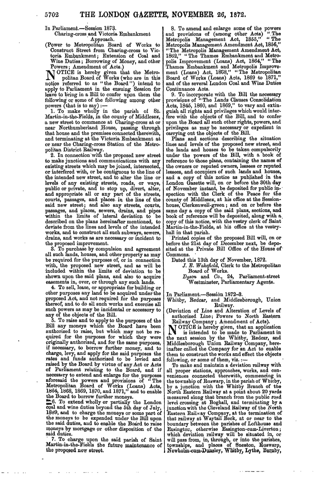 The London Gazette, November 26, 1872