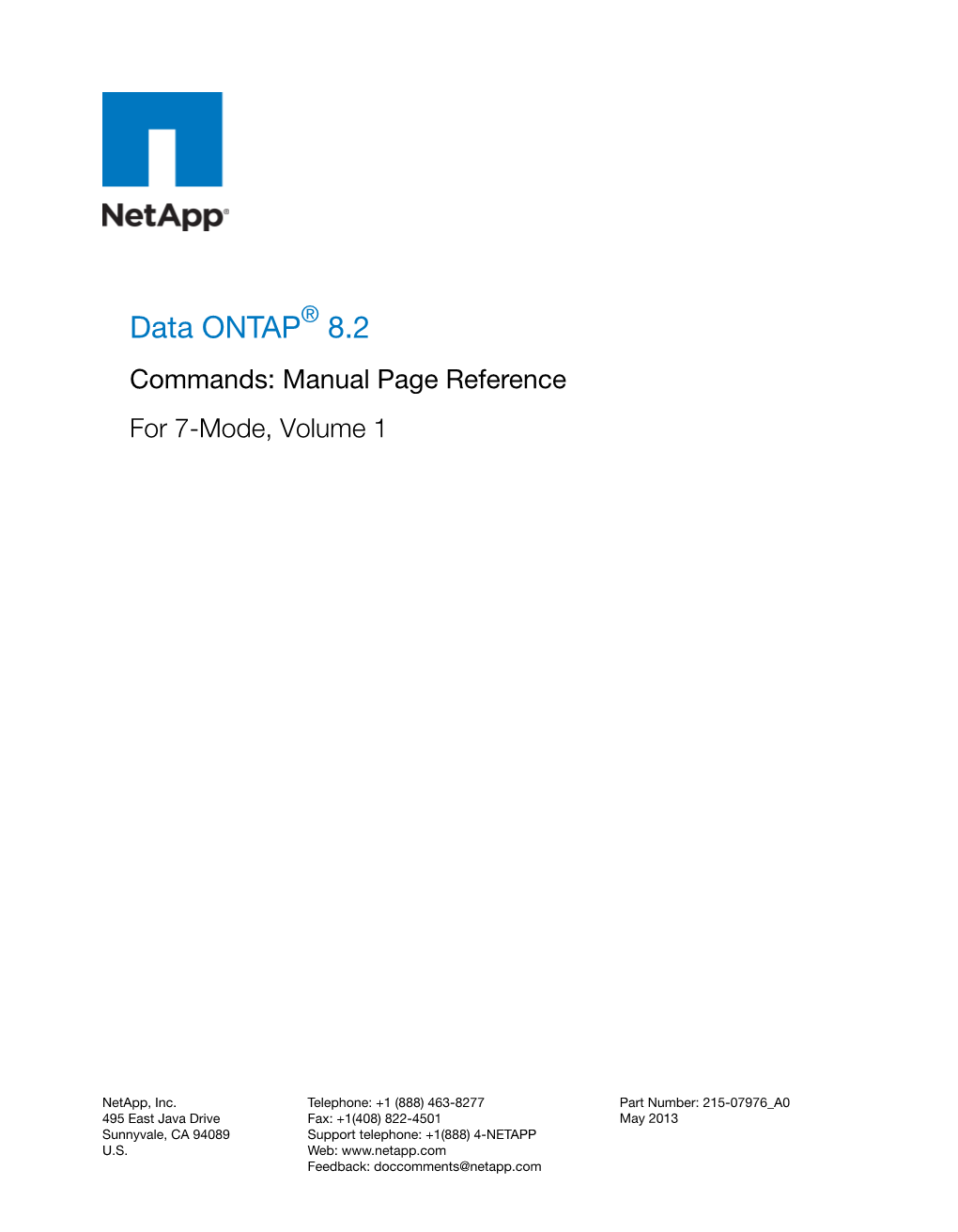 Data ONTAP® 8.2 Commands: Manual Page Reference for 7-Mode, Volume 1