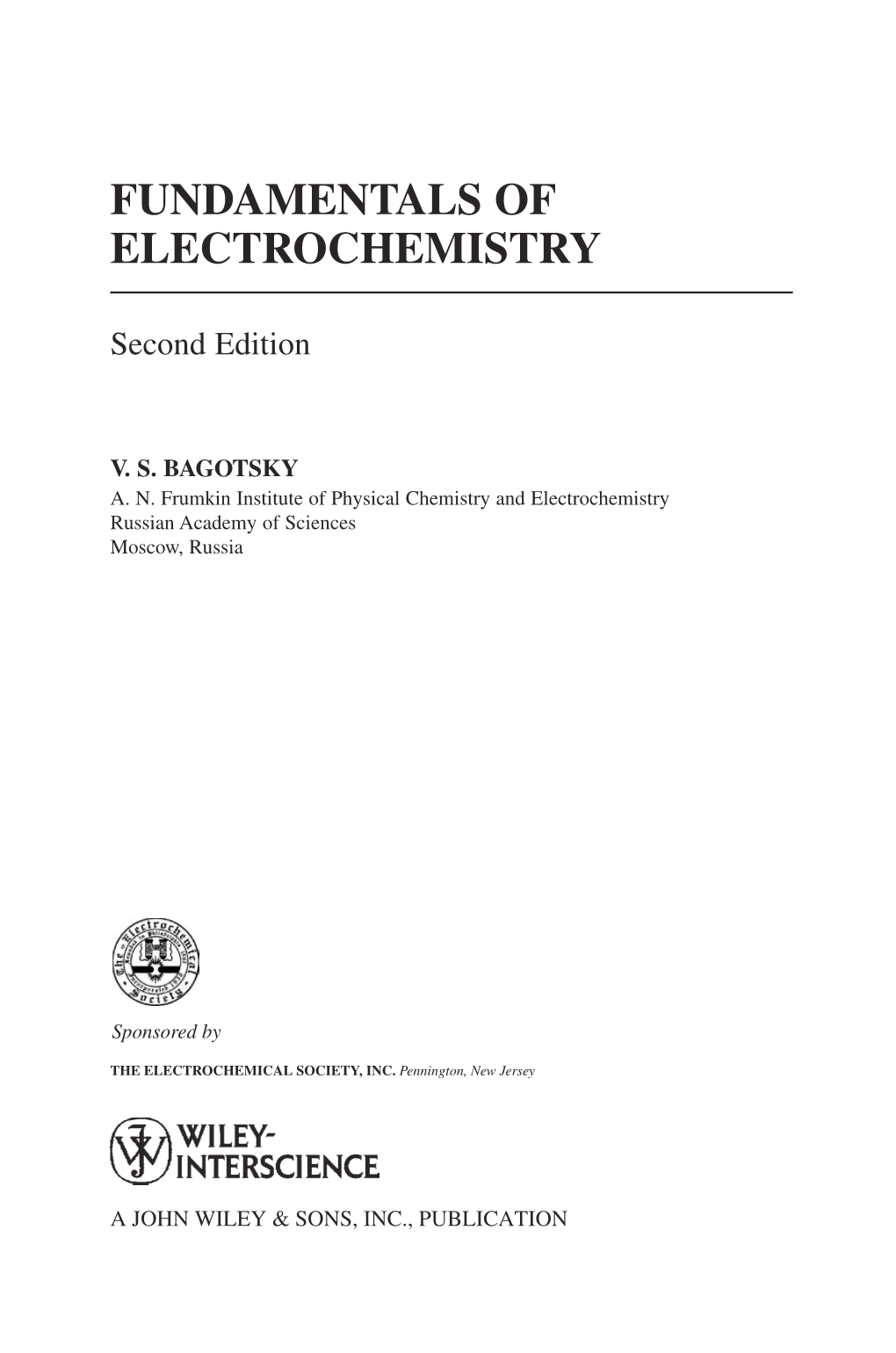 Fundamentals of Electrochemistry