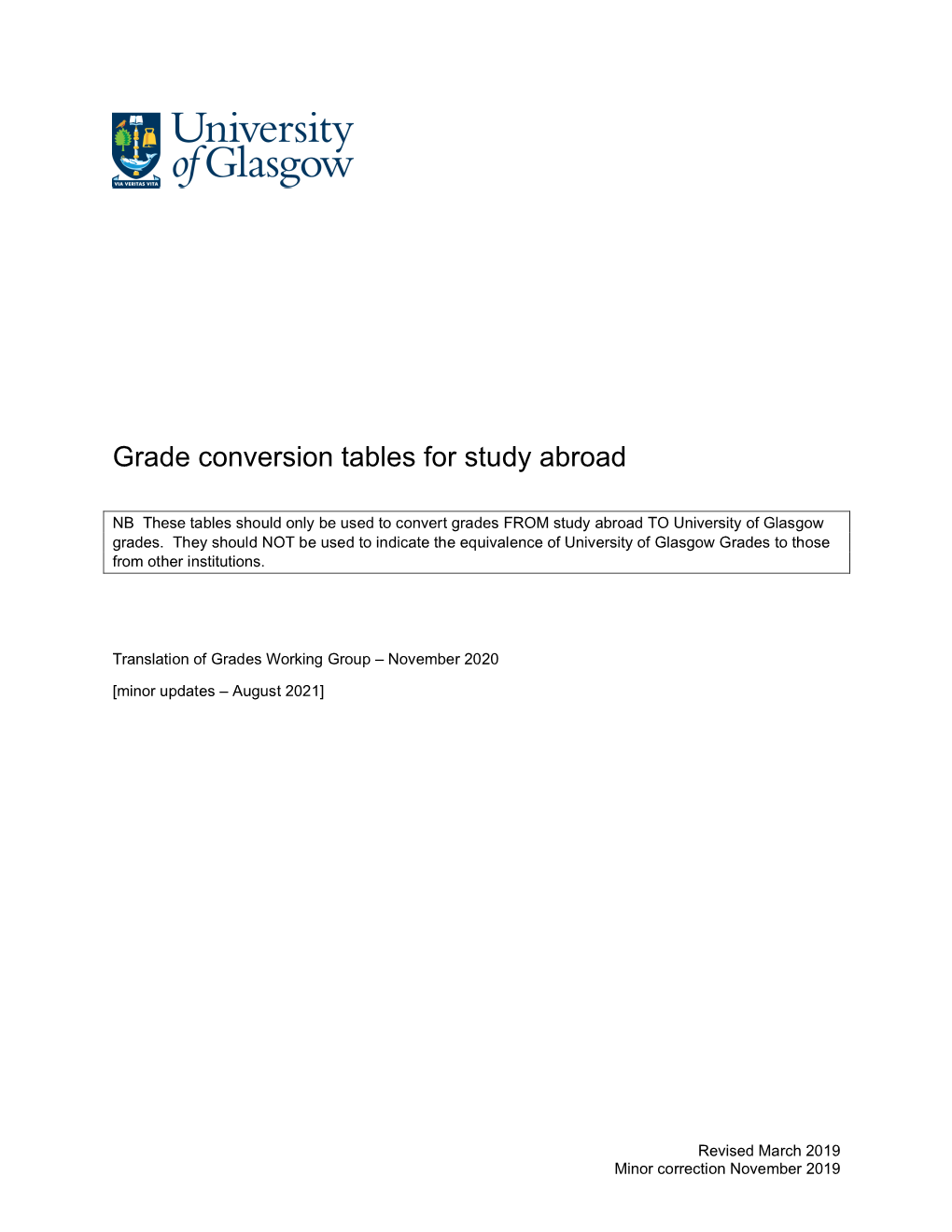 Grade Conversion Tables for Study Abroad