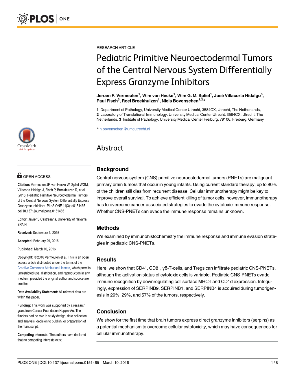 Pediatric Primitive Neuroectodermal Tumors of the Central Nervous System Differentially Express Granzyme Inhibitors