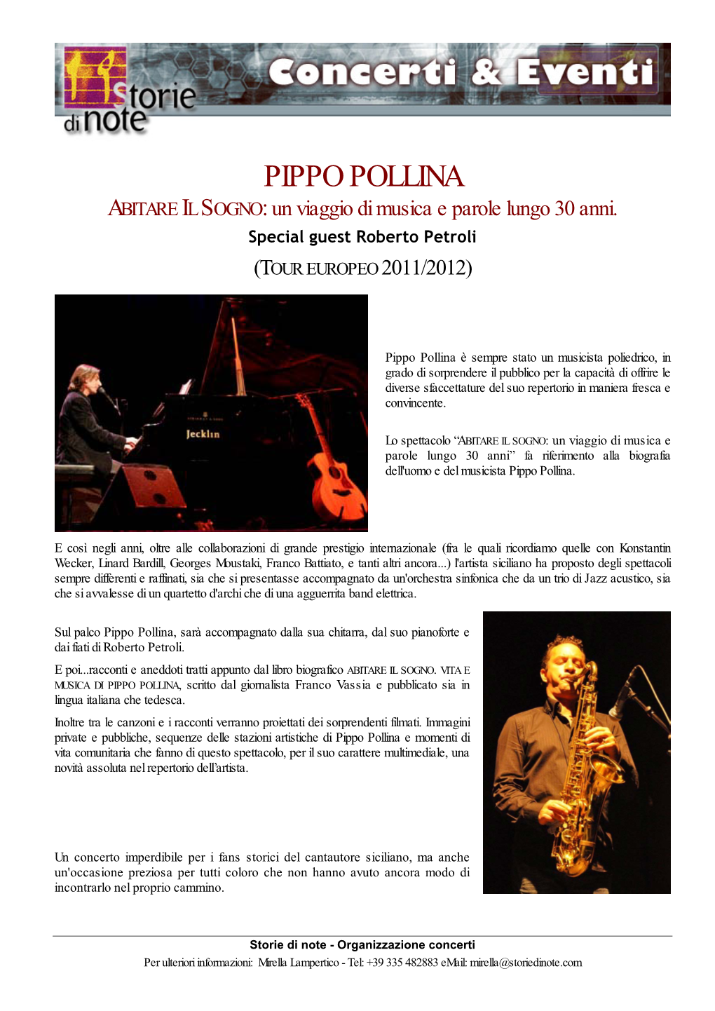 PIPPO POLLINA ABITARE IL SOGNO: Un Viaggio Di Musica E Parole Lungo 30 Anni