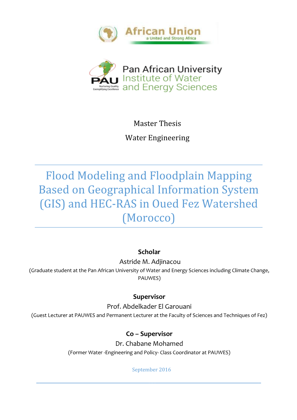 GIS) and HEC-RAS in Oued Fez Watershed (Morocco