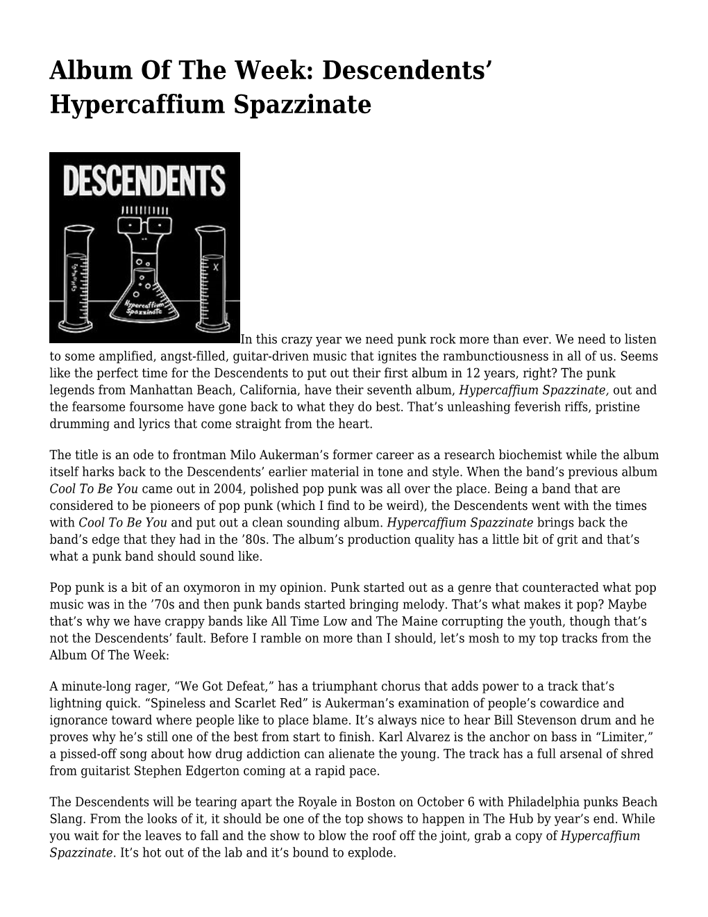 Album of the Week: Descendents’ Hypercaffium