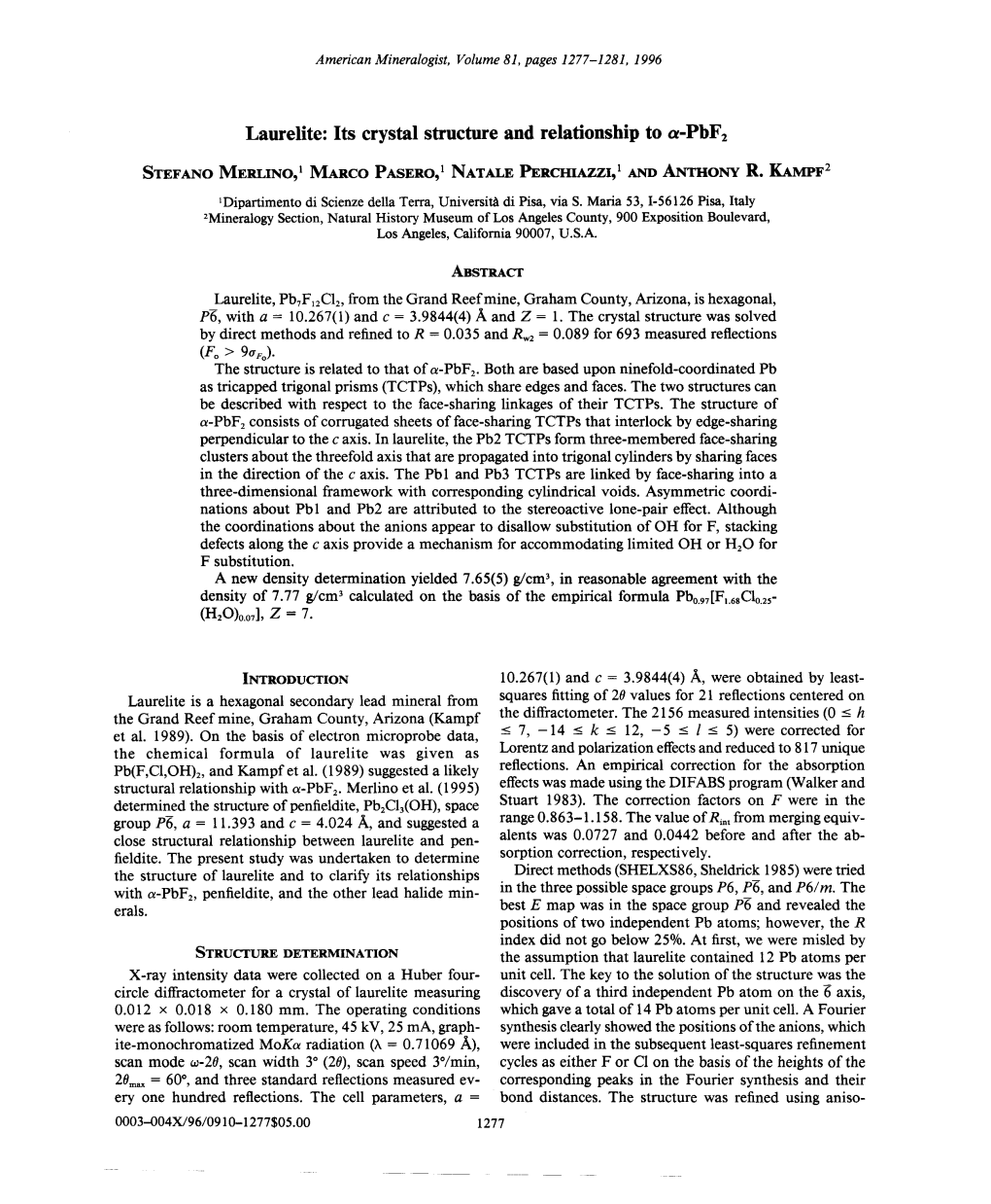 Its Crystal Structure and Relationship to A-Pbf2