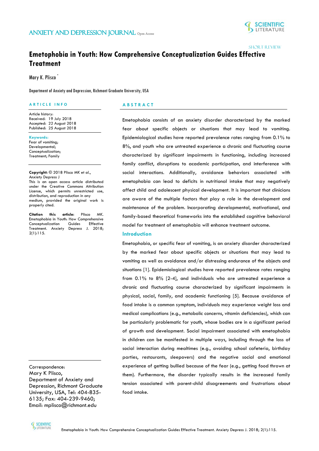 Emetophobia in Youth: How Comprehensive Conceptualization Guides Effective Treatment