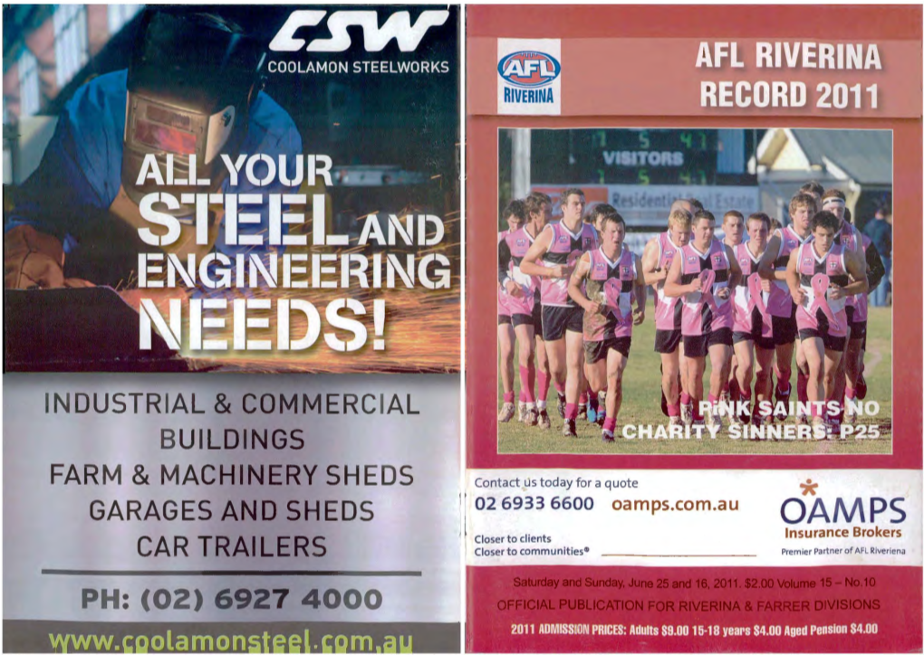 QAM PS I L Closer to Clients Insurance Brokers CAR TRAILERS Closer to Communities~ _____ Premier Partner of AFL Riveriena PH: (02) 6927 4000 Olamon