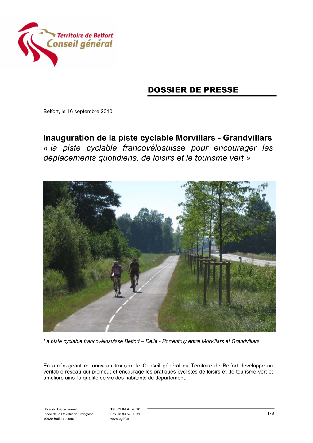 Inauguration De La Piste Cyclable Morvillars