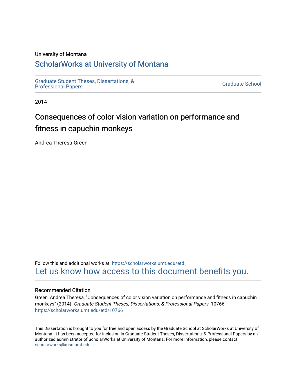 Consequences of Color Vision Variation on Performance and Fitness in Capuchin Monkeys