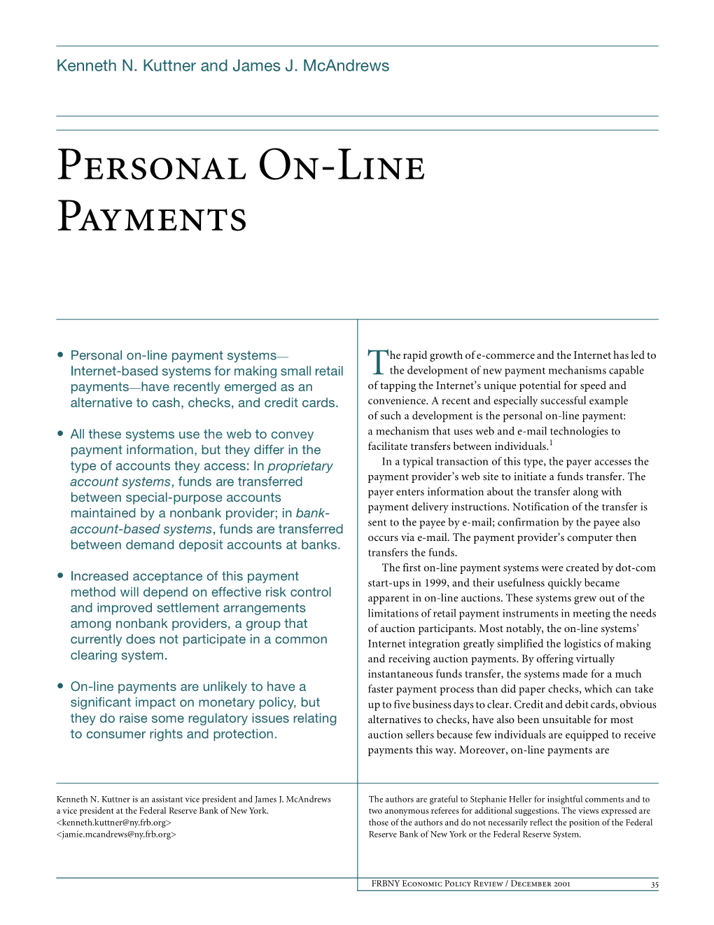 Personal On-Line Payments