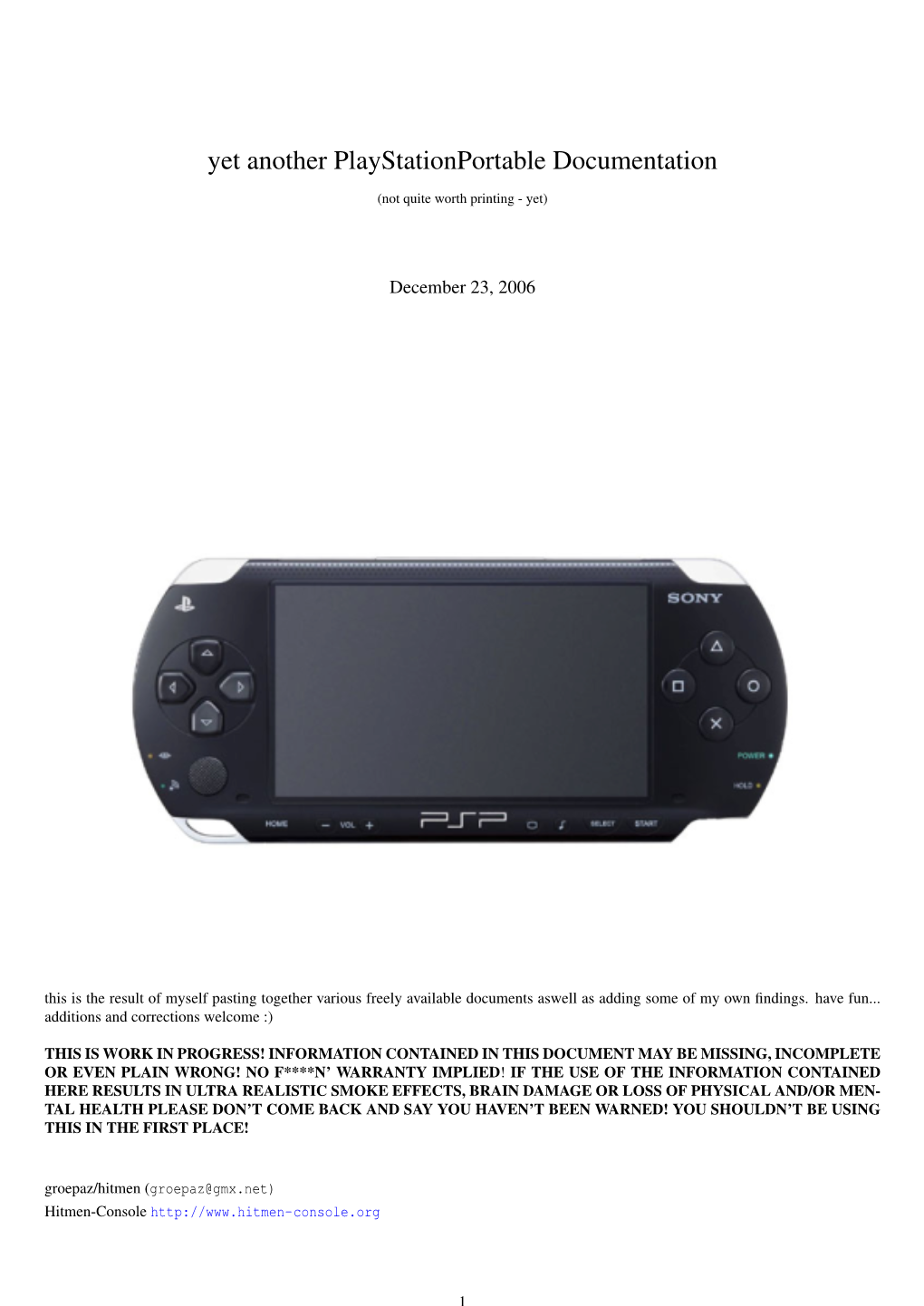 Yet Another Playstationportable Documentation (Not Quite Worth