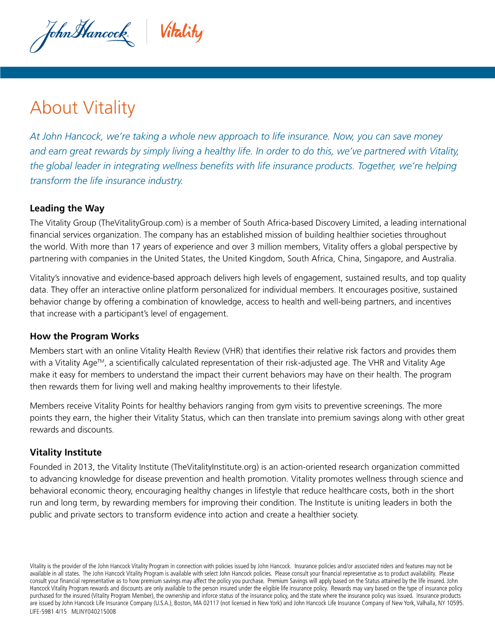 About Vitality