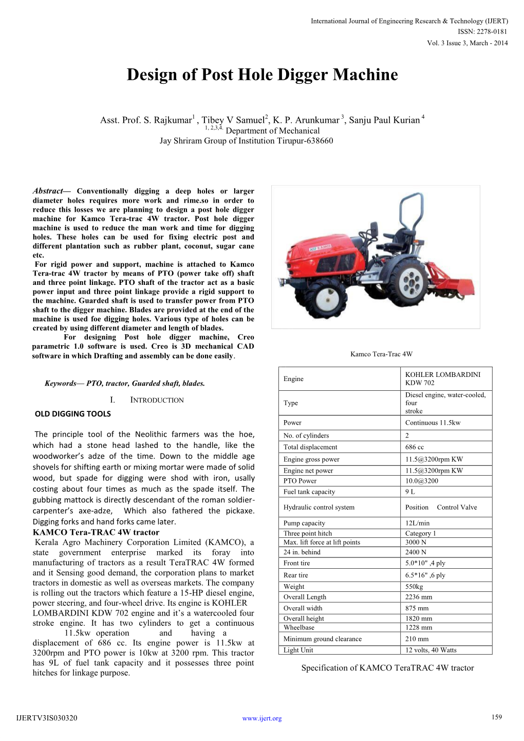 Design of Post Hole Digger Machine